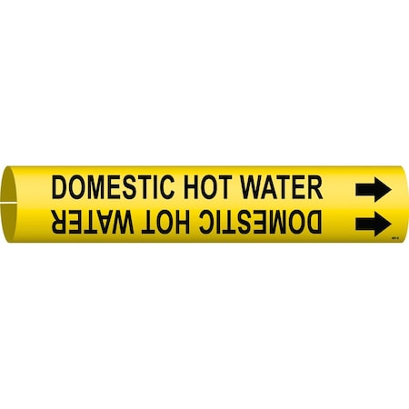 Brady Domestic Hot Water Pipe Marker, 0.875in H x 0.875in W, Fits Pipes 1.5in Dia. Thru 2.375in Dia. 4051-B