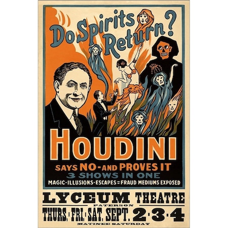Homeroots Houdini Spirits Vintage Magic Unframed Print Wall Art 393333