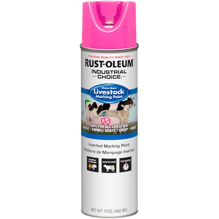 Rust-Oleum Livestock Marking Paint, Fluorescent Pink, Water, 17 Oz 383018