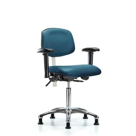Blue Ridge Ergonomics Vinyl Clean Room Chair, Adjustable Arms BR-NCR-VMBCH-CR-T0-A1-NF-RG-8801