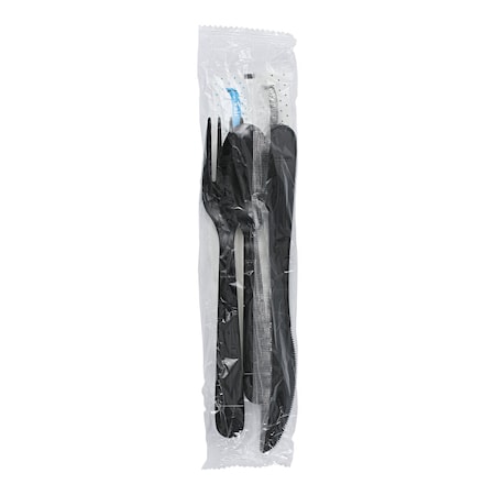 Empress Heavy Weight Cutlery Kit PP Knife Fork TS S&P Napkin Black, 250PK E179000