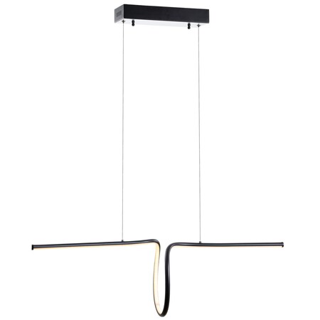 Jonathan Y Ali 34.5" Dimmable Adjustable Integrated LED Metal Linear Pendant, Black JYL7029B