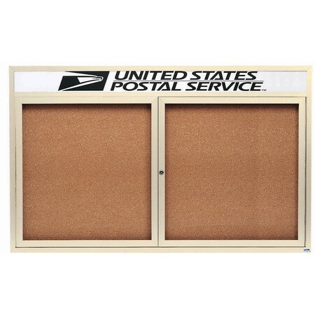 Aarco Illuminated Enclosed Bulletin Board w/ Header Ivory Powder Coated Al Frame, 36''Hx60''W DCC3660RHIIV