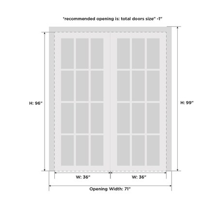 Sartodoors Closet Bypass Interior Door, 72" x 96", White QUADRO4117DBD-WS-7296