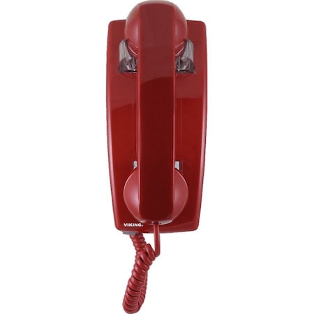 Viking Electronics Wall Phone with Built-in Ringer, Red Color K-1500P-W