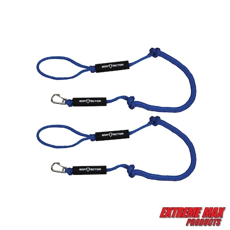 Extreme Max Extreme Max 3006.2984 BoatTector PWC Bungee Dock Line Value 2-Pack - 6', Blue 3006.2984