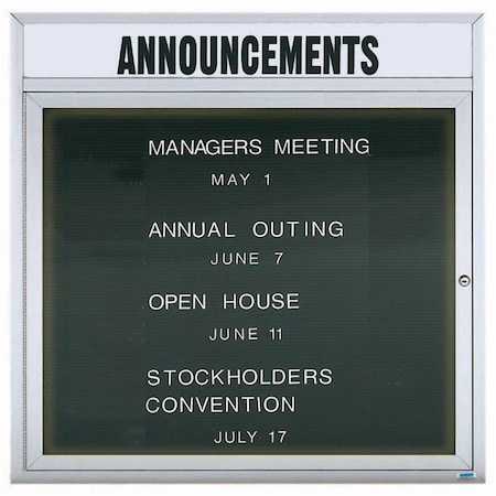 Aarco Illuminated Enclosed Letter Board Directory w/ Clear Satin Anodized Al Frame and Header, 36''Hx36''W ADC3636HI