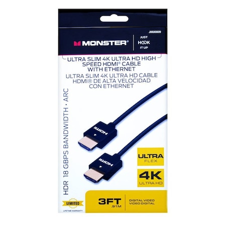 Monster Cable Just Hook It Up 3 ft. L High Speed Cable with Ethernet HDMI JHIU0009