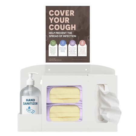 Origin Dispensing Solutions Hygiene Station Bundle-Gel Bottle-Steel-White HS10S04WH