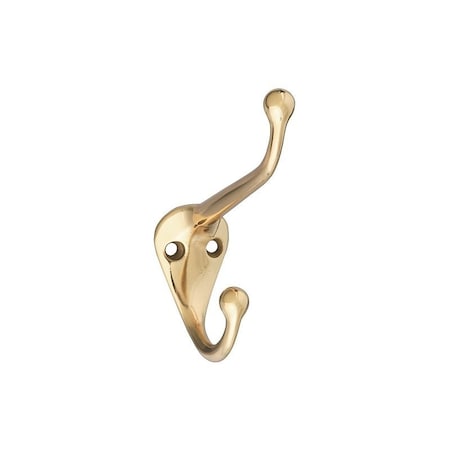 National Hardware V1960 Coat and Hat Hook, 75 lb, 2-Hook, Brass, Brass N198-101