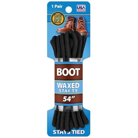 Shoe Gear Boot Lace, Round, Black, 54 in L 1N311-34