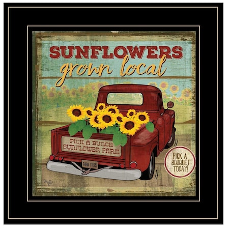 Homeroots Sunflowers from the Farm 4 Black Framed Print Wall Art 406606