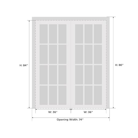 Sartodoors Double French Interior Door, 72" x 84", White QUADRO4115DD-WS-7284
