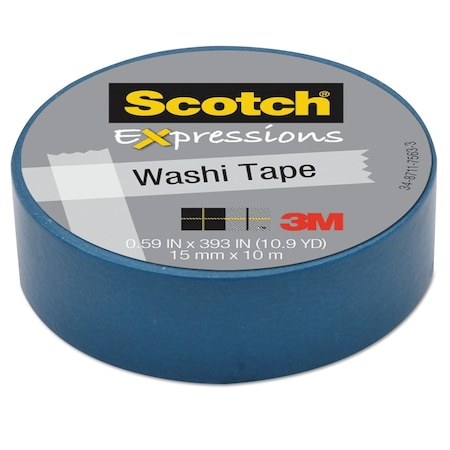 Scotch Expressions Washi Tape, 1.25in Core, 0.59in x 32.75 ft, Blue C314-BLU