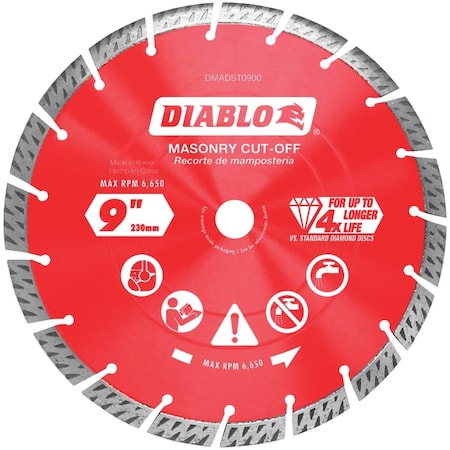 Diablo 9'' Segmented Turbo Rim Dry/Wet Diamond Blade DMADST0900