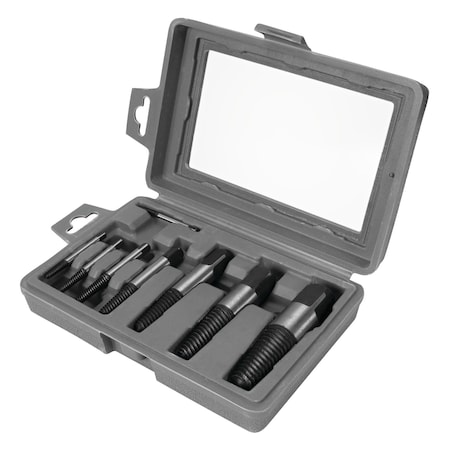 Performance Tool 8 pc. Screw Extractor Set, Broken Screw Remover, Carbon Steel, Storage Case W2968