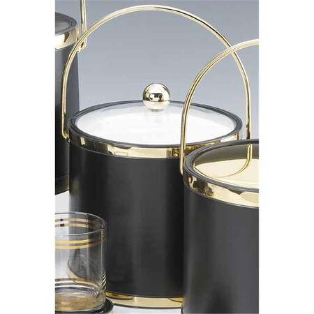 Sharptools Sophisticates Black with Polished Brass 3 Qt Ice Bucket with Bale Handle  Bands and Acrylic Cover SH6014