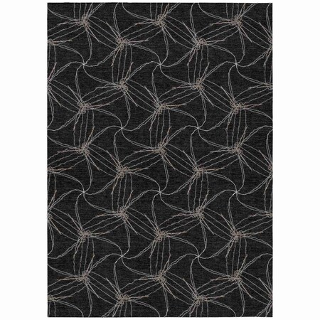 Homeroots 3' X 5' Black And Ivory Geometric Washable Indoor Outdoor Area Rug 614059
