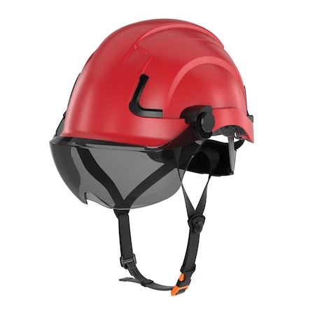 Defender Safety H2-EH Safety Helmet w/ Tinted Visor - Type 2 Class E, ANSI Z89 and EN12492 rated, Red H2-EH-04DV