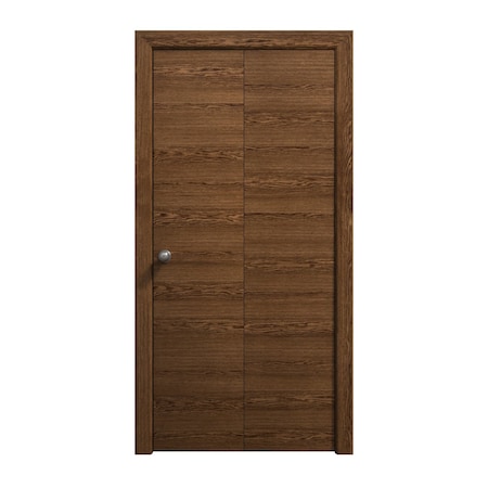 Sartodoors Sliding Closet Bi-fold Doors 60 x 96 inches, Ego 5000 Cognac Oak Veneer, Sturdy Tracks Moldings Tr EGO5000BF-DKO-60x96 (2* 30x96)