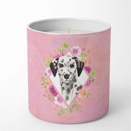 Carolines Treasures 10 oz Dalmatian Pink Flowers Decorative Soy Candle CK4242CDL