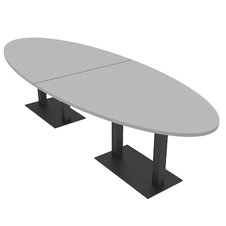 Skutchi Designs Oval Conference Table With Power, 48 in W, 120 in L, Grey HAR-OVL-48X120-DOU.BK-U779-NA