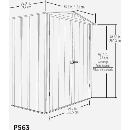 Arrow Lock Spacemaker 6 'x3 ' Galvanized Steel Patio Shed Flute Grey & Anthracite PS63