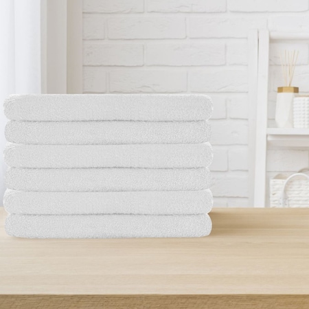 Supremeplus Economy White Hand Towels, 16 in x 27 in, Pack of 6, 6PK SP-4590