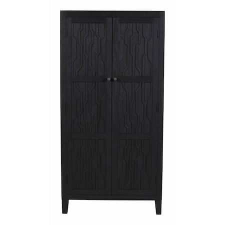 Homeroots 36in Graphite Solid Wood Accent Cabinet With Two Doors 620848