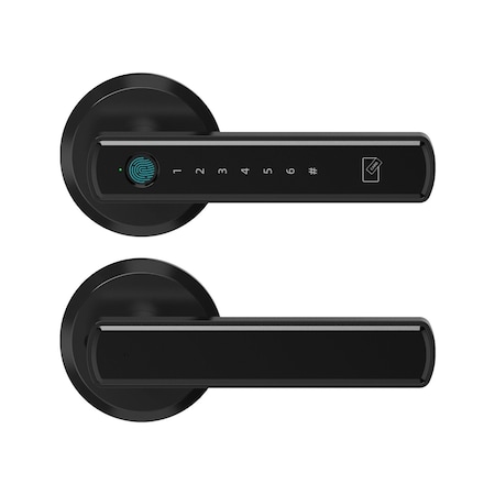 Wrightmaster 5 in 1 Corded Aluminum Smart Lock Deadbolt with APP, Biometric, Key Fob Door Lock, Handle in Black ZR-LYF-D6