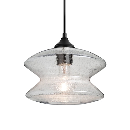 Besa Lighting Besa Zen Outdoor Pendant, Clear Bubble, Black Finish, 1x 60W MAX E26 Base OP-ZENCL-BK