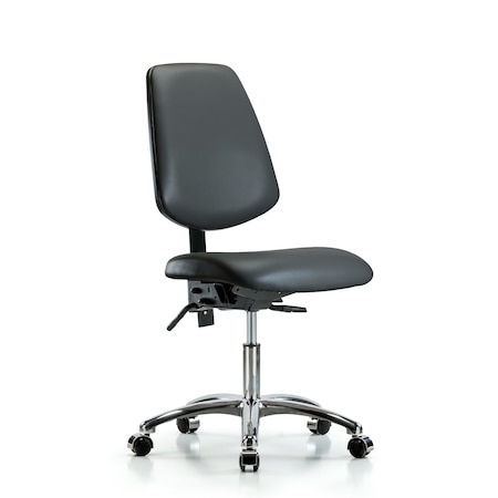 Blue Ridge Ergonomics Vinyl Chair Chrome, Desk, Med Back, Tilt, Casters, Carbon BR-VDHCH-MB-CR-T1-A0-CC-8823