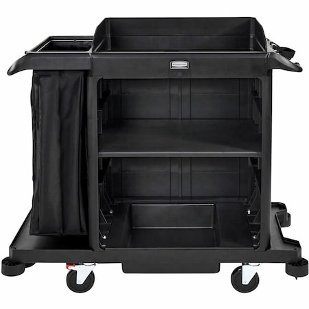Rubbermaid Commercial Housekeeping Cart, Plastic Frame, Black 2202585