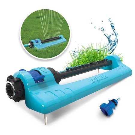 Aqua Joe Oscillating Sprinkler with 3400-Sq. Ft. Coverage, w/16 Nozzles w/Ground Spikes SJI-OMS16-SPK