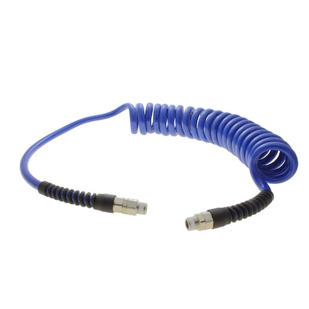 Technithane Spiral Hose, 1/4 in x 10 ft, 1/4 in Male NPT, Rigid/Swivel, Navy Blue TT-14-10-NB-RS