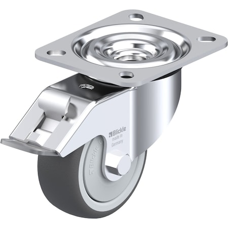 Zoro Select Plate Caster, Swivel, Polyurethane, 4"H L-PATH 80KF-FI