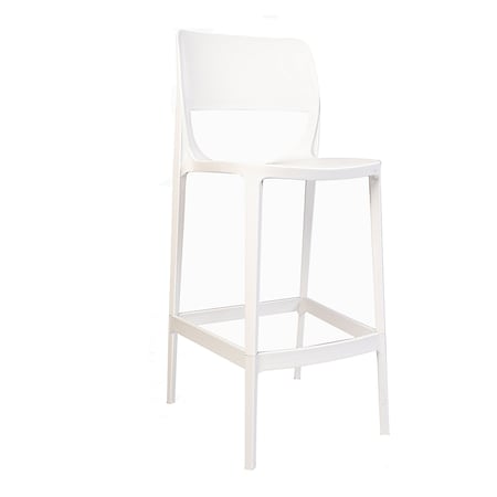 Rainbow Outdoor Bella Set of 2 Stackable Barstool W/No Arms-White, PR RBO-BELLA-WT-SC-SET2