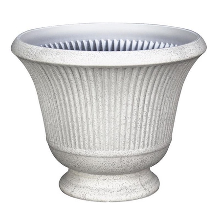 L&G 12.9 in. H X 16 in. D Polyresin Pedestal Urn Planter Stone PVE8016TSI