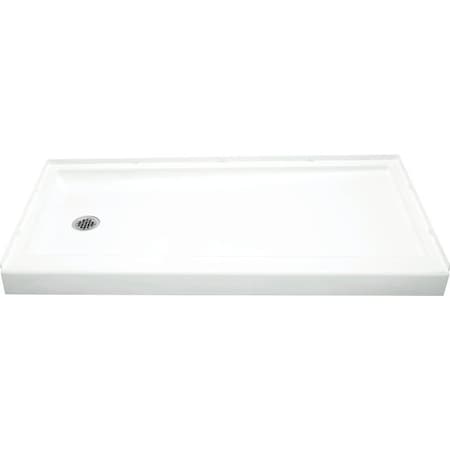 Sterling Ensemble Shower Base, 60 in L, 30 in W, 5 in H, Vikrell, White, Alcove Installation, 3516 in Drain 72171110-0