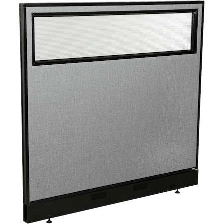 Global Industrial Interion Office Partition Panel with Partial Window and Pass-Thru Cable, 48-1/4"W x 46"H, Gray 694755WPGY