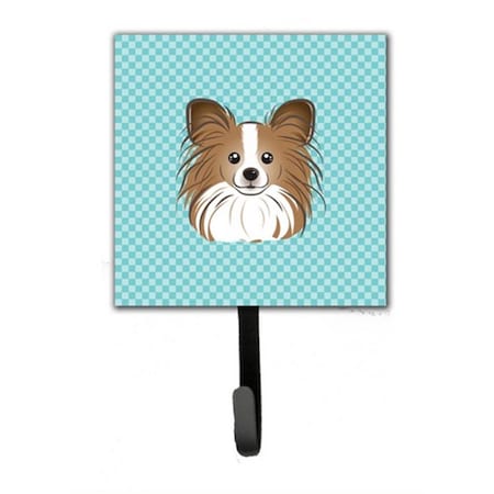 Carolines Treasures Checkerboard Blue Papillon Leash and Key Holder BB1186SH4
