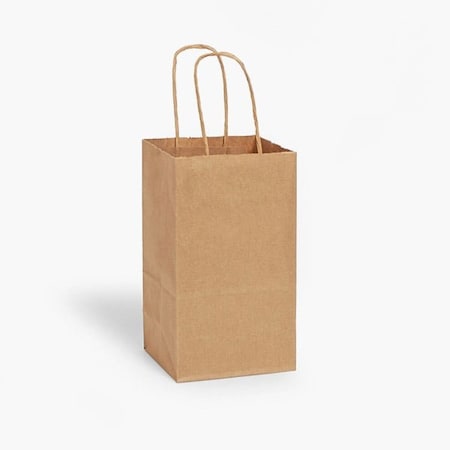 Nashville Wraps Natural Brown Kraft Shopping Bags, Rose 5.5x3.25x8.375in, 100PK ROSKRH