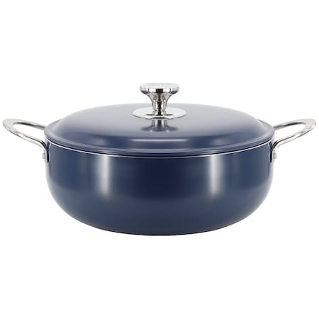 Oster Cartagena 7.4 Quart Nonstick Aluminum Caldero with Lid in Dark Blue 143699.02