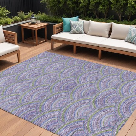 Homeroots 9' X 12' Lavender Sage And Ivory Geometric Washable Indoor Outdoor Area Rug 615210