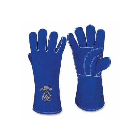 Tillman Stick Welding Gloves, 1080, Premium Side Split Cowhide Palm/BOH/Cuff, Lg, Blue, 14 in L Cuff, 12PK 724-1080