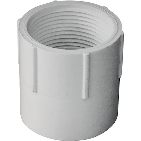 Lasco Pipe Adapter, 114 in, Slip x FPT, PVC, White, SCH 40 Schedule, 370 psi Pressure 435012BC