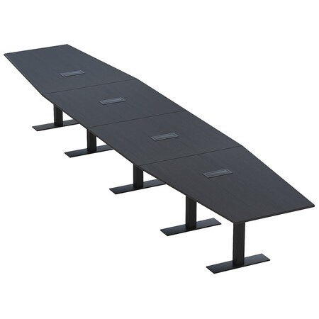 Skutchi Designs 18ft Hexagon Conference Table With Power | Harmony Series | 18 Person Meeting Room Table HAR-HEX.IR-48X216-T.BK-U999ST19-EBLK