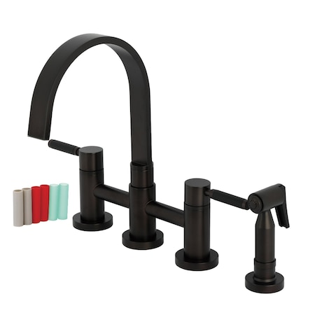 Kingston Brass Bridge Kitchen Faucet with Brass Sprayer, Oil Rubbed Bronze KS8265DKLBS