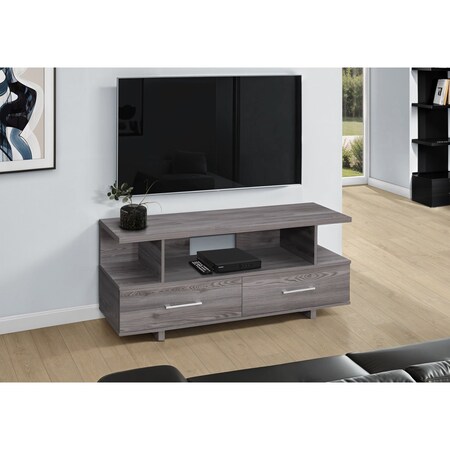 Monarch Specialties Tv Stand, 48 Inch, Console, Storage Cabinet, Living Room, Bedroom, Laminate, Grey I 2608