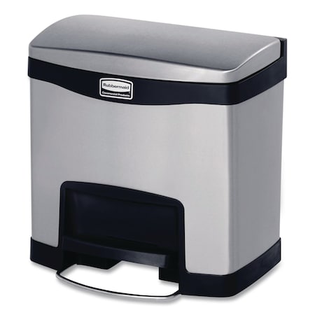Rubbermaid Commercial Slim Jim Stainless Steel Step-On Container, Front Step Style, 4gal, Bk 1901982